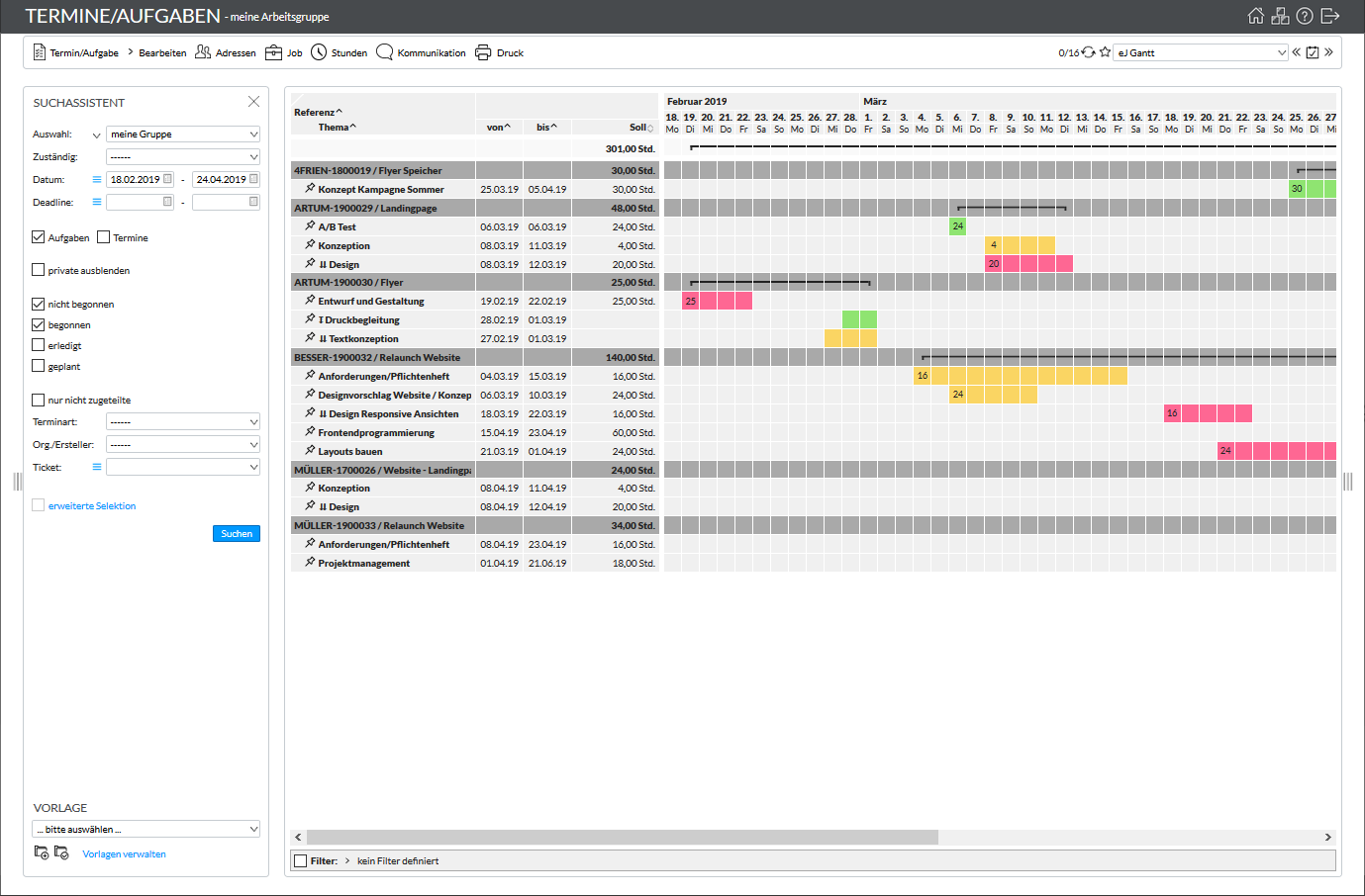 Kalender easyJob Termine