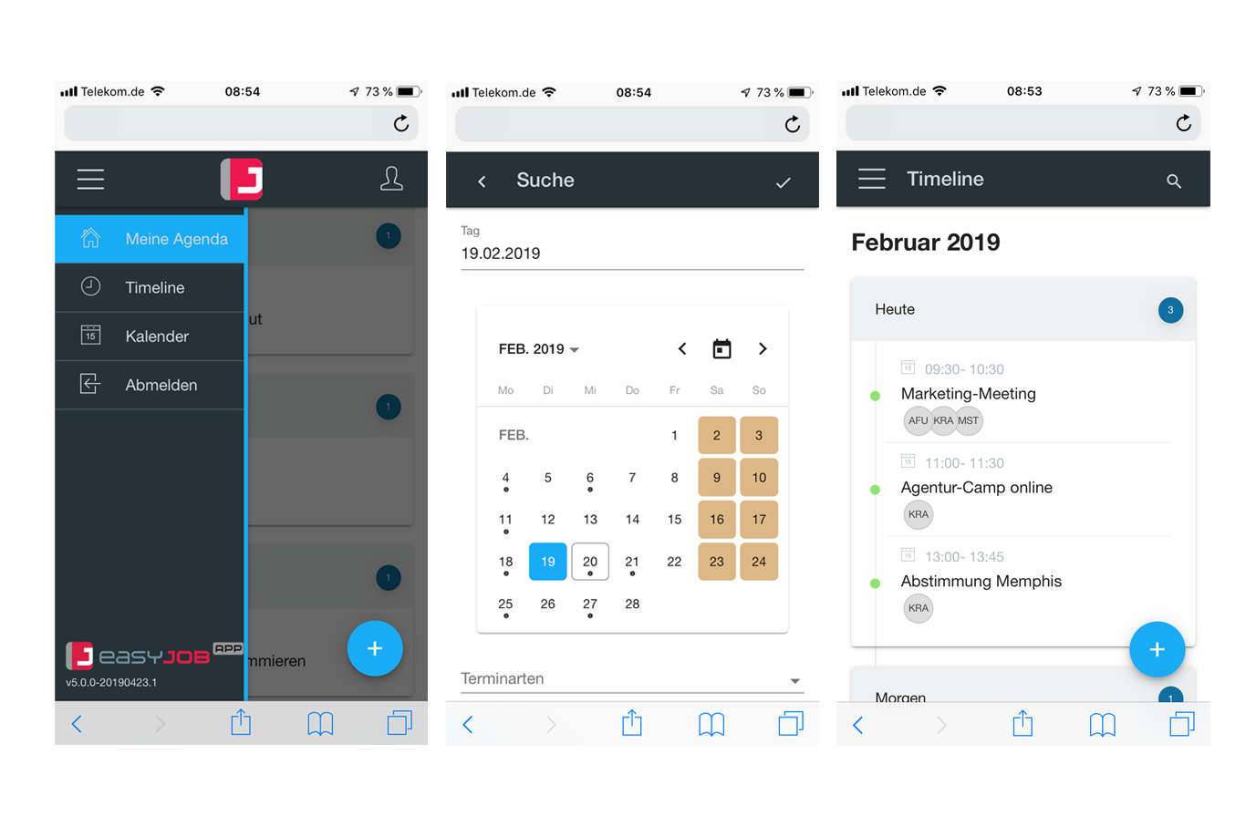 Kalender easyJob App