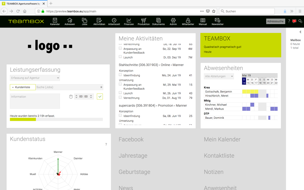 Teambox im Agentursoftware Guide