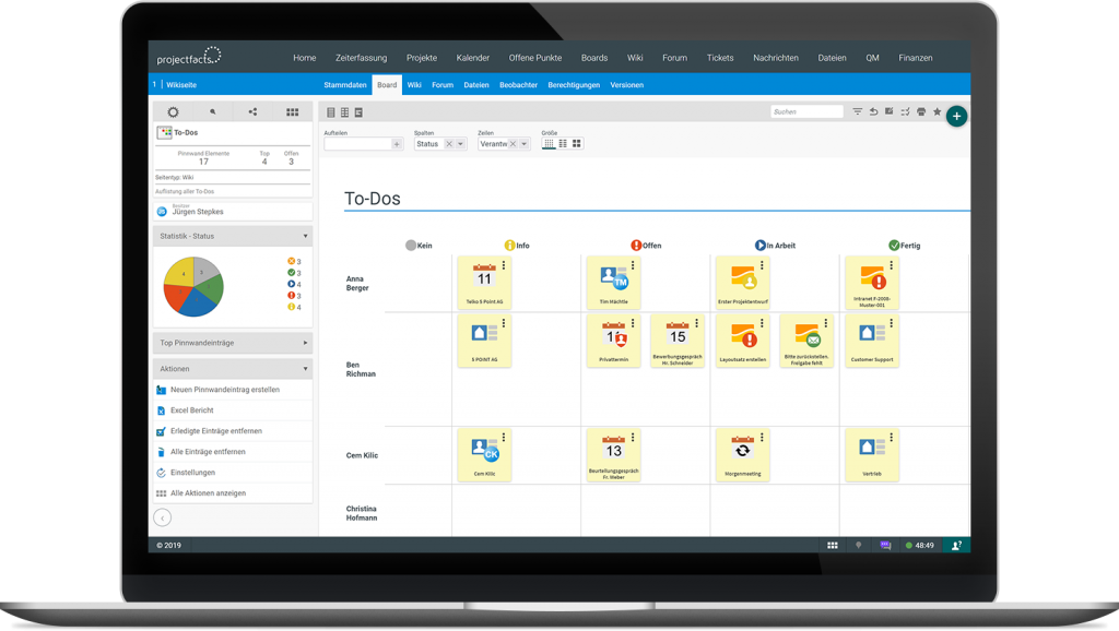 Arbeiten mit agilen Boards in projectfacts