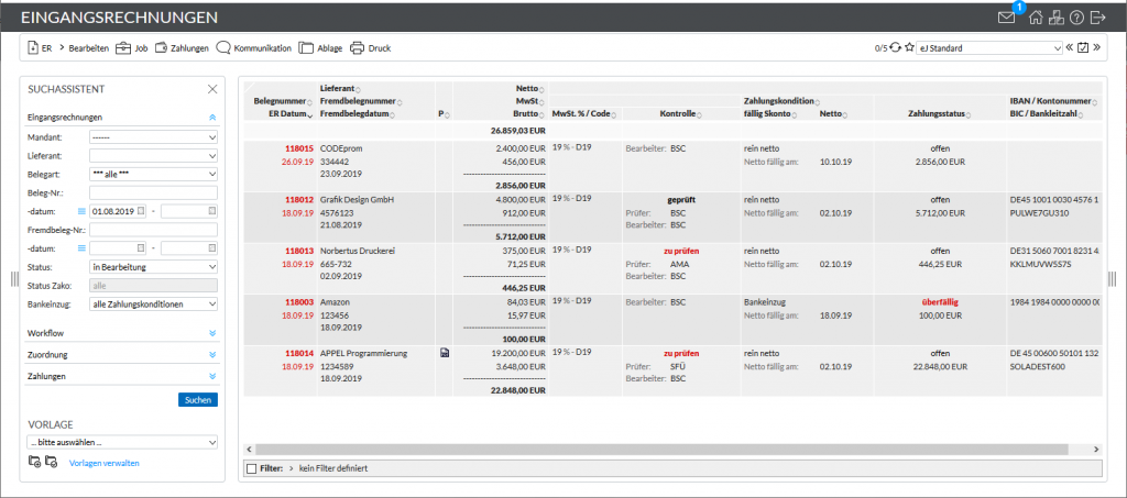 EasyJob im Agentursoftwareguide Rechnungseingangsbuch