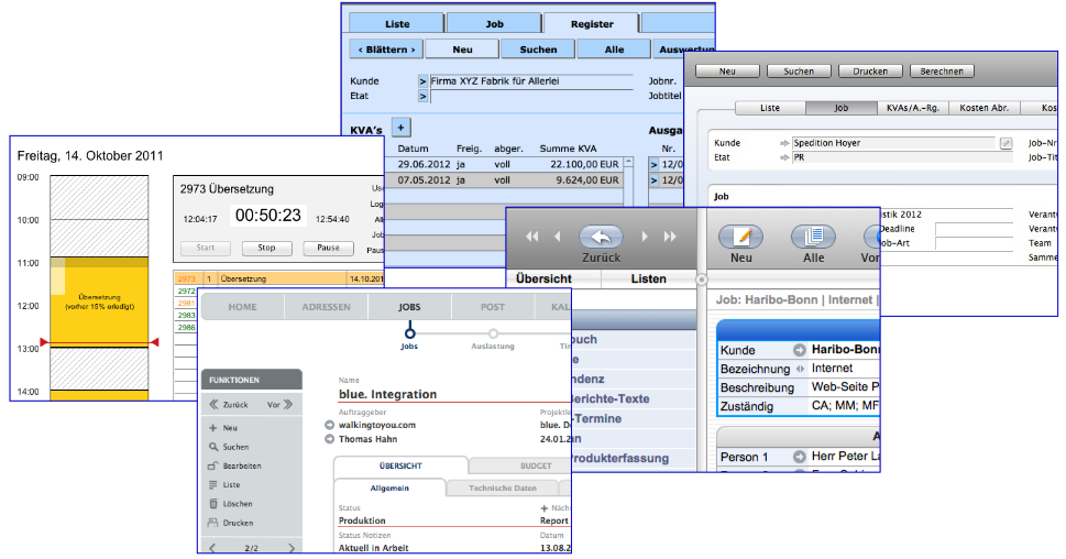 Filemaker Sceens im Agentursoftware-Guide