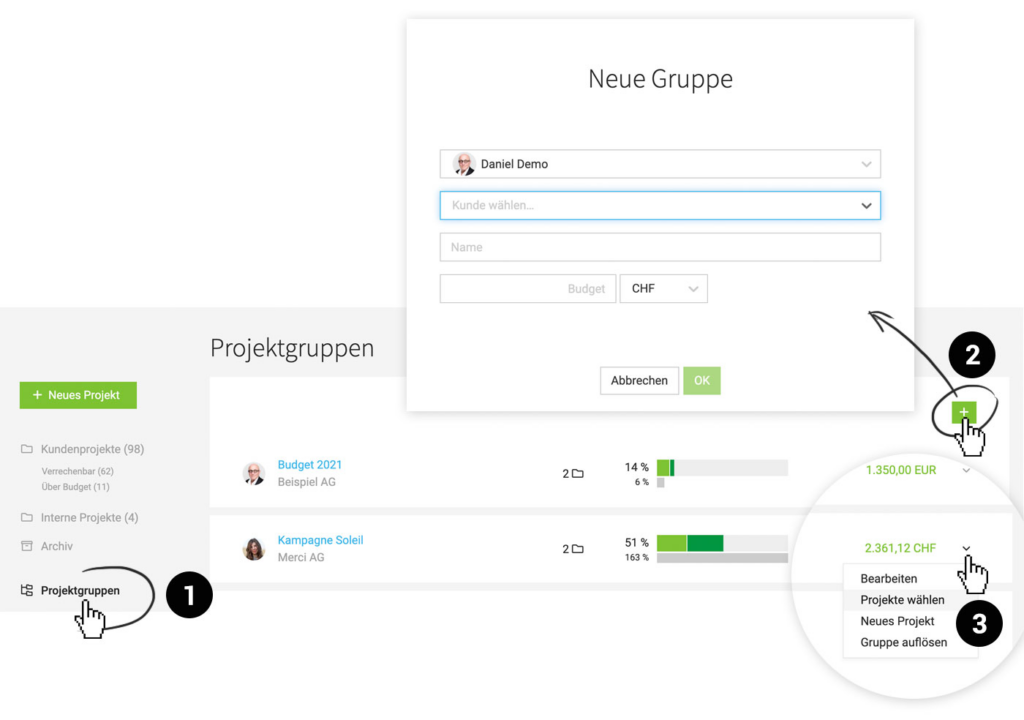 Projektgruppen - moco im Agentursoftware-guide