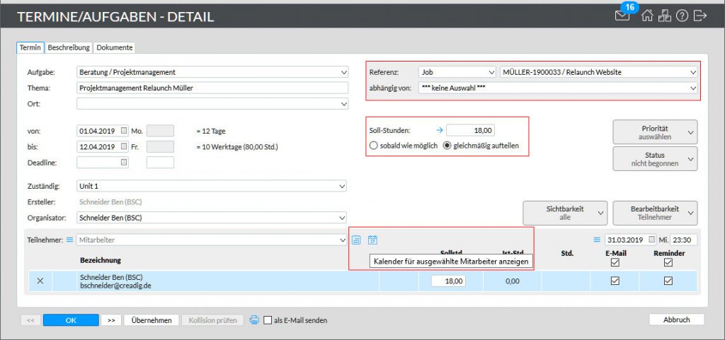 termindialog easyJOB im Agentursoftware-Guide