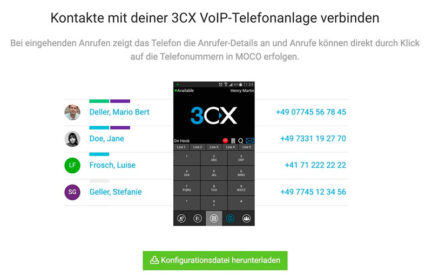 MOCO-News: 3CX VoIP­-Softphone verbinden