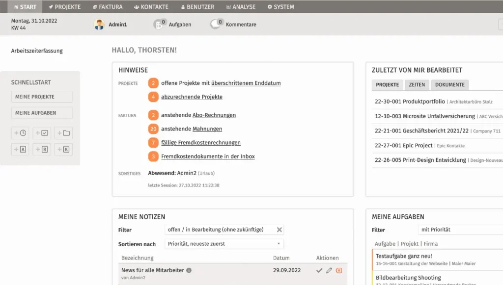 proSonata im Agentursoftware-Guide schnellstartpanel_startseite_prosonata_agentursoftware