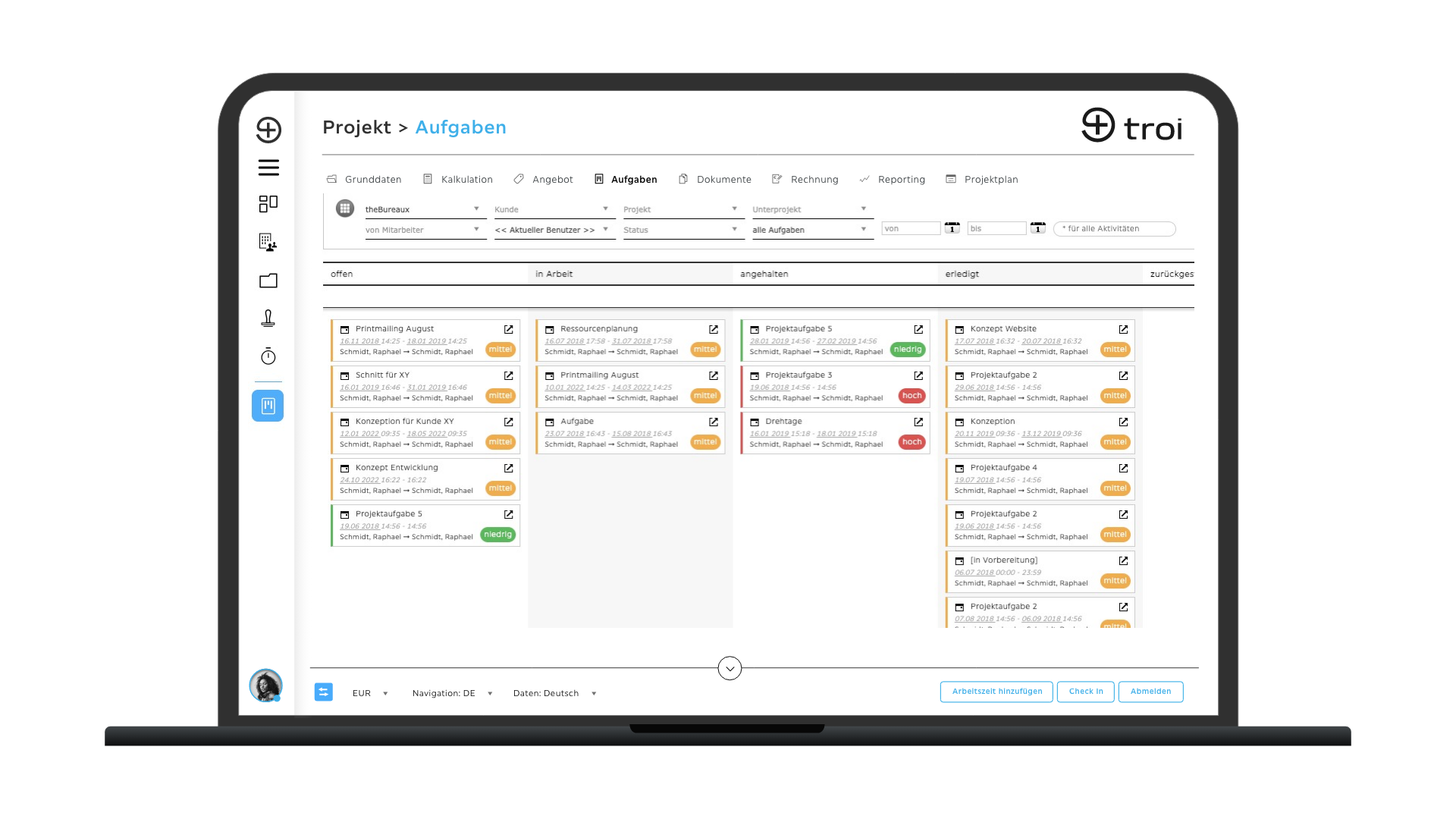 Troi Screenshot 2023 Projektaufgaben-Board-Timeline