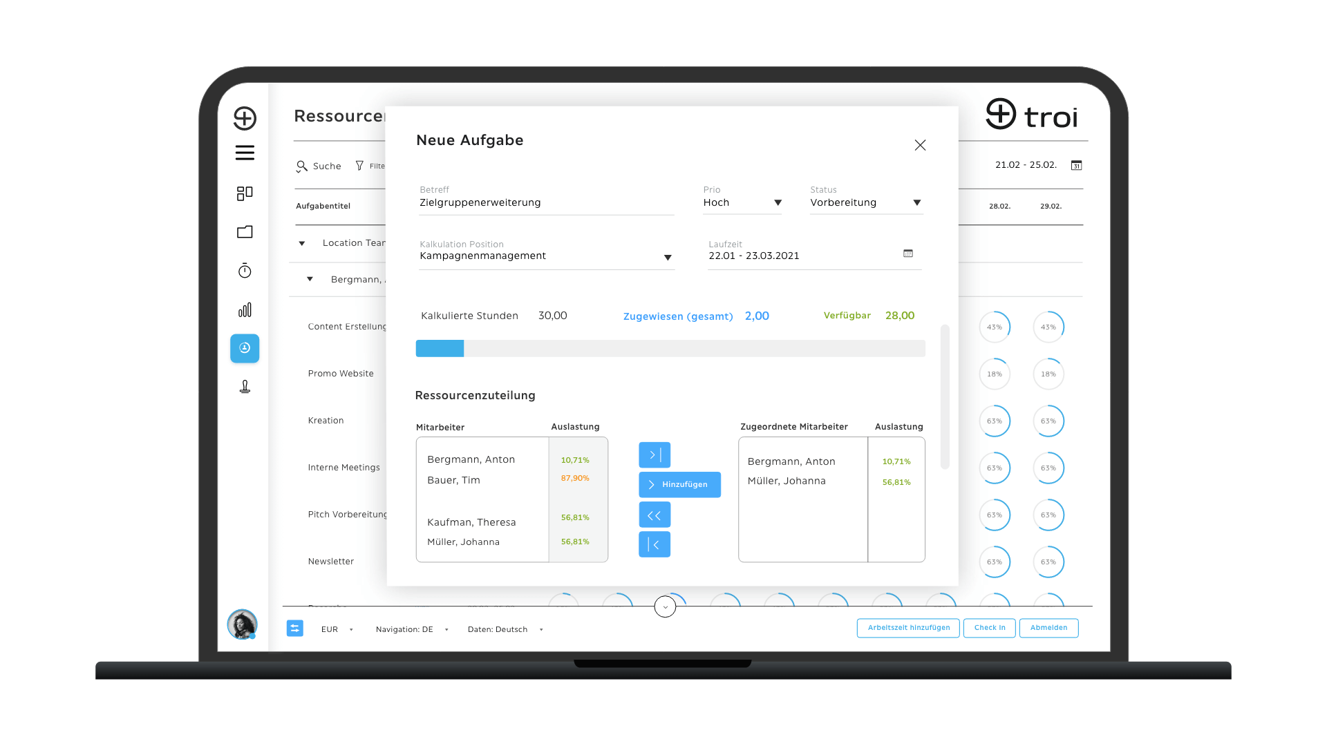 Troi 2023  Screenshot Ressourcenplanung
