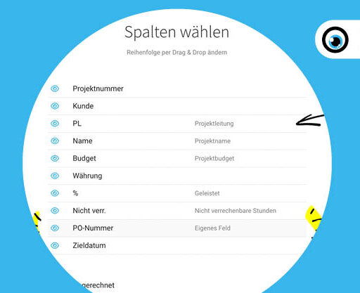 Moco im Agentursoftware-Guide: Projektliste individualisieren