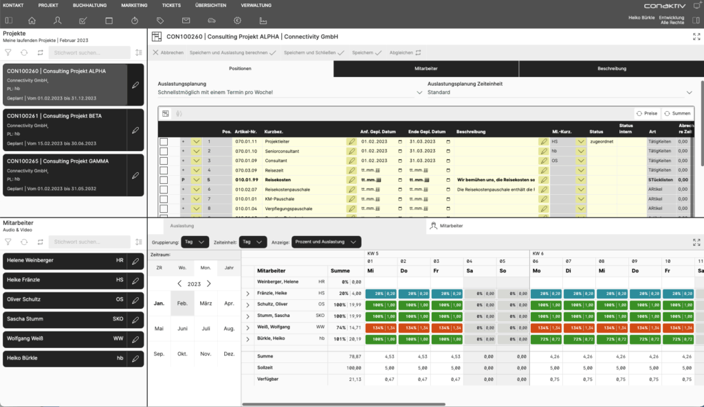 Sceenshot ConAktiv Neuer Ressourcenplaner