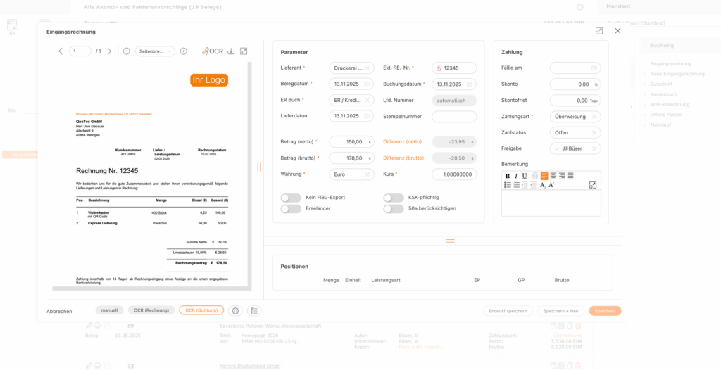 QuoJob Screenshot neues OCR modul