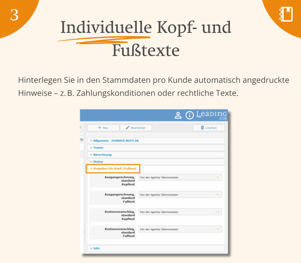Leading Job Illustration Kopf- und Fußtexte