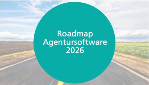 Beitragsbild Landstraße. Text: Roadmaps Agentursoftware 2026