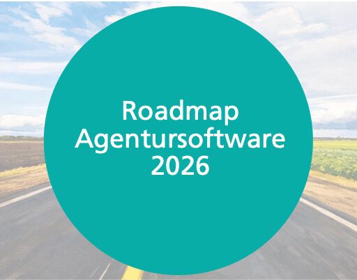 Beitragsbild Landstraße. Text: Roadmaps Agentursoftware 2026