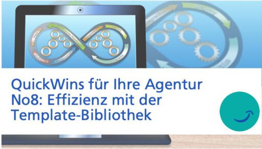 Grafik mit Text: Quickwin Nr. 8 Effizienz mit der Template-Bibliothek