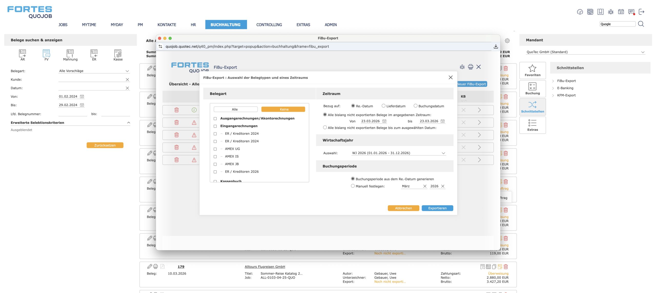 Fortes QuoJob Screenshot FIBU