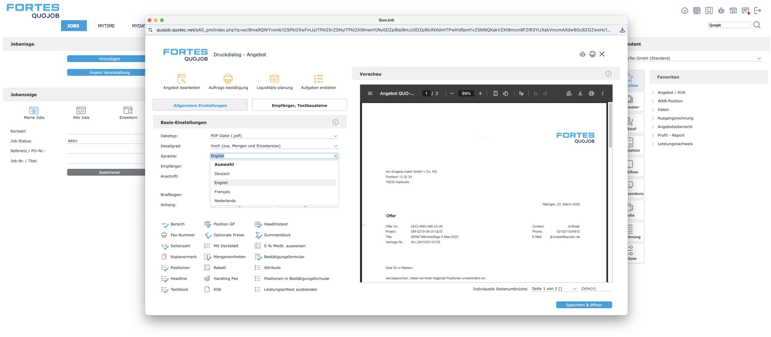 Fortes QuoJob Screenshot Multilingual