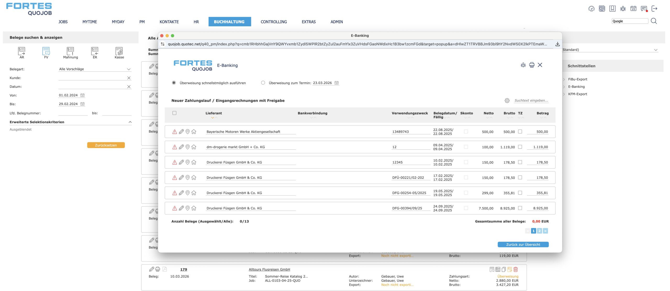 Fortes QuoJob Screenshot SEPA