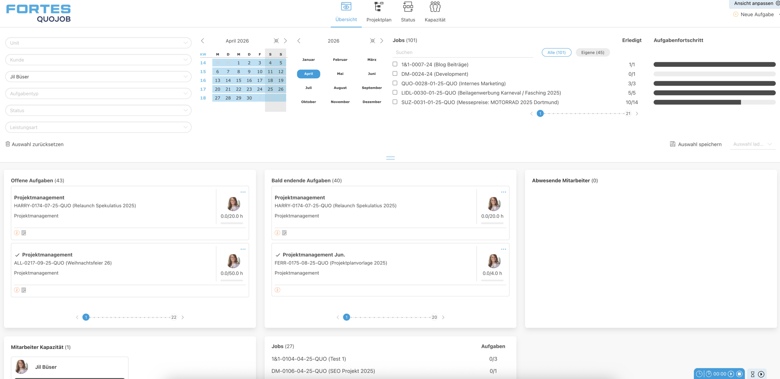 Fortes QuoJob effizientes Aufgabenmanagement, Screenshot 2