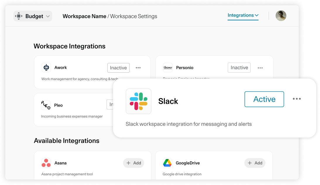 OS/ Neu: Slack Integration. Screenshot1