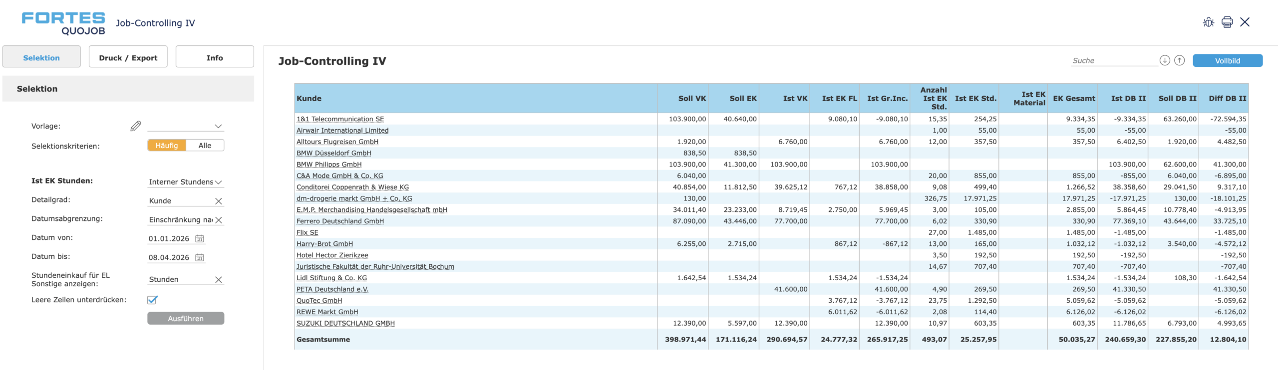 Screenshot QUOJOB-JobControlling