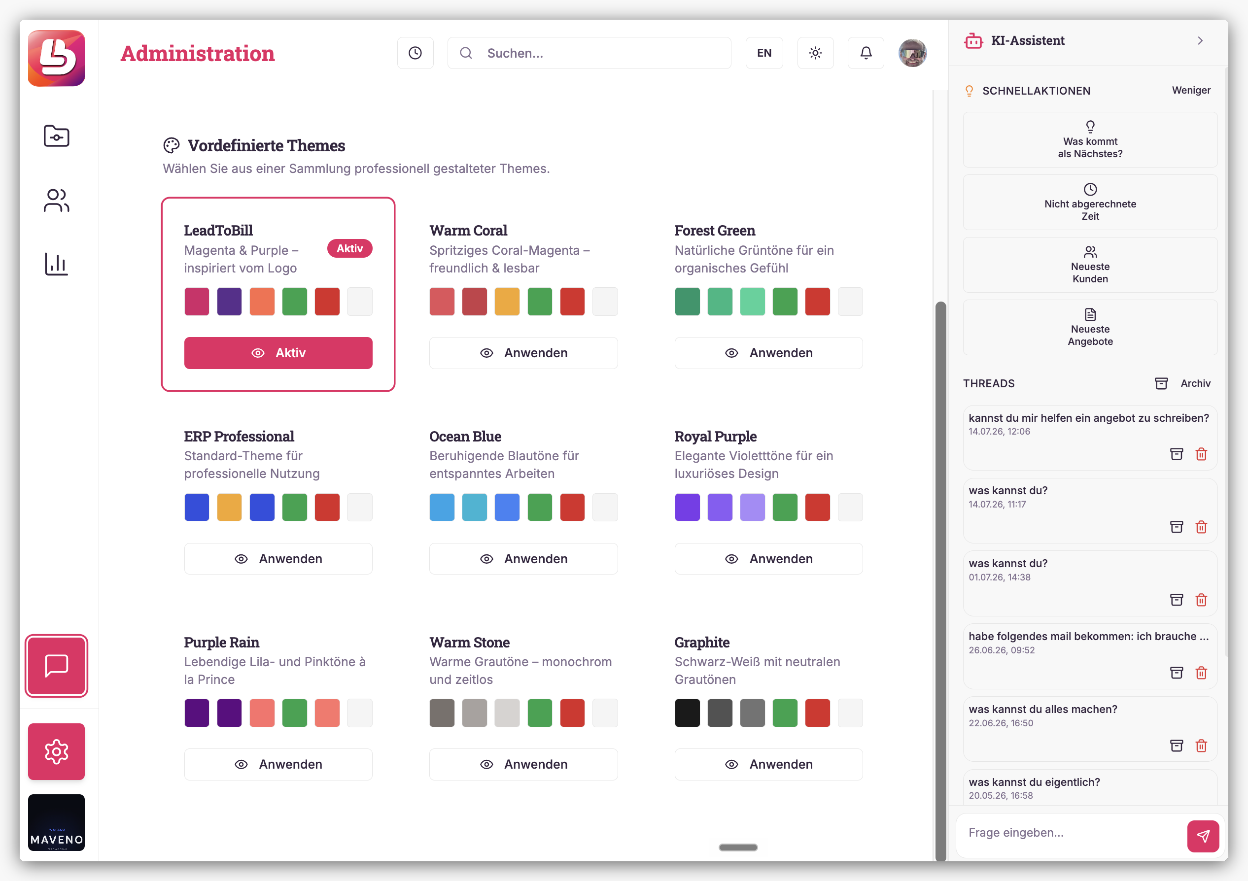 LeadToBill: Design Themes