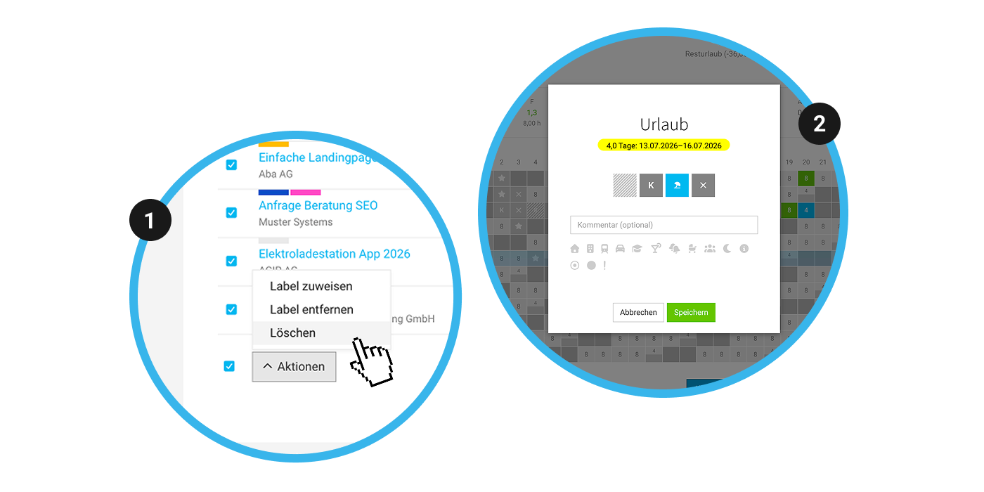 Grafik MOCO Software News Juni 2026 Screenshot Ausschnitte