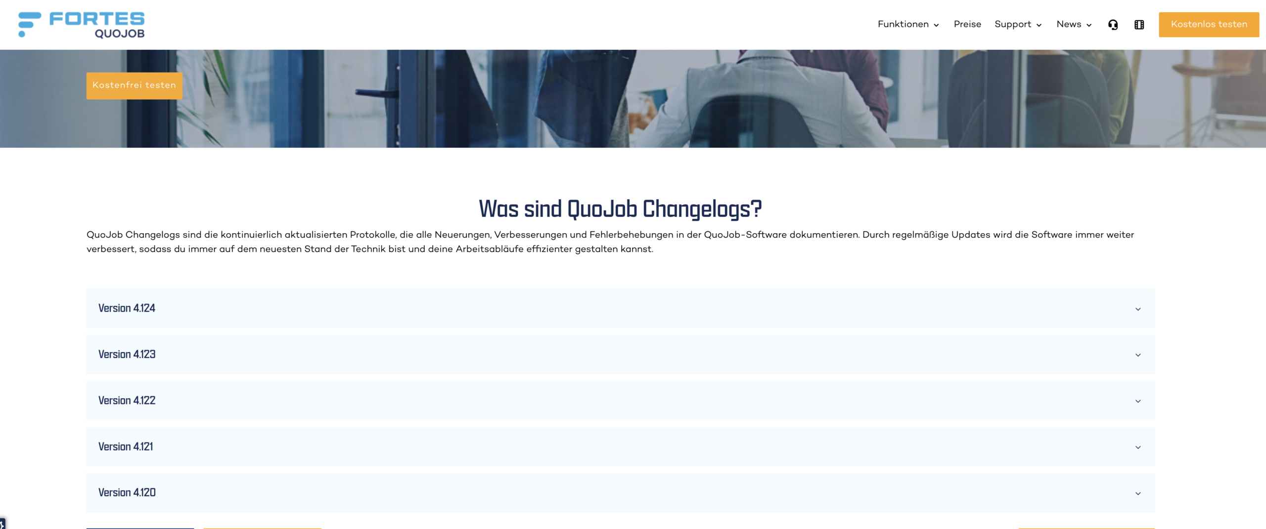 Screenshot Fortes QuoJob Changelogs