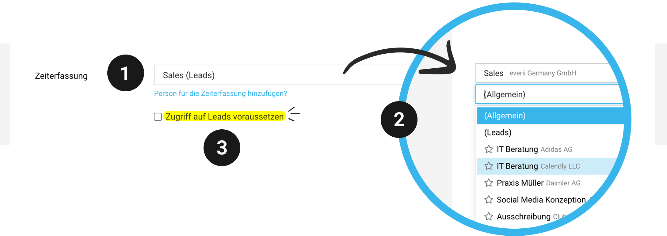 Screenshot MOCO Zeiterfassung