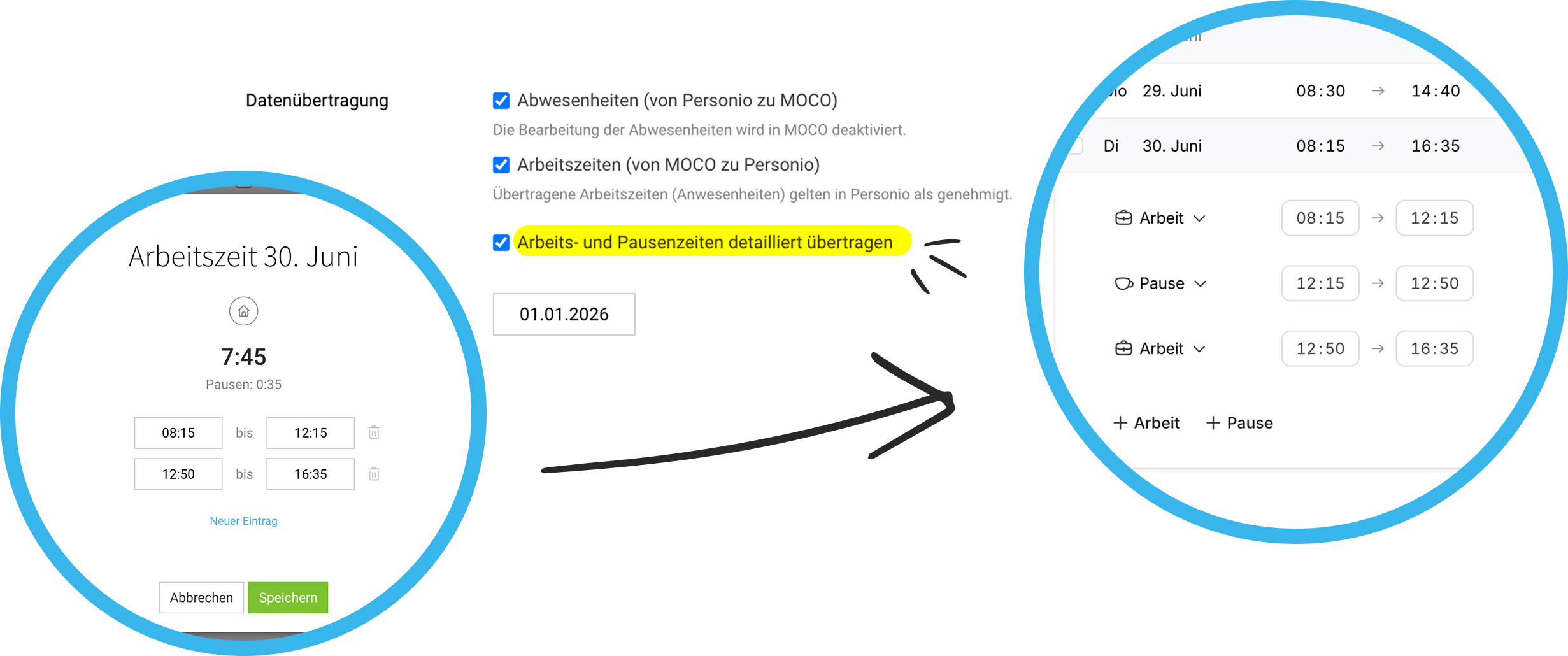 Screenshot MOCO Persionio Integration