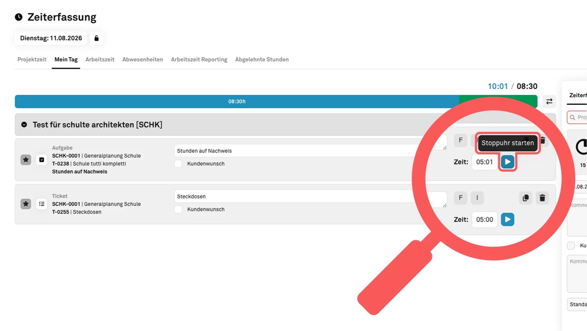 Poool-Updates Q3: Screenshot Stoppuhr